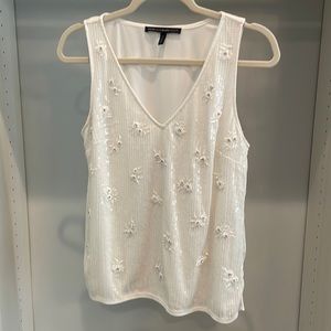 Cream white rhinestone top